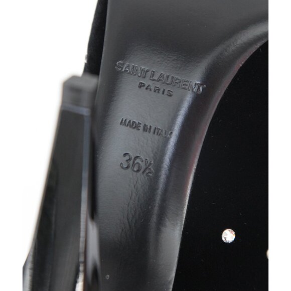 SAINT LAURENT BOOTS FREJA CRYSTAL STUDDED VELVET ANKLE BOOTIES sz 36.5 6.5 US - Picture 6 of 15